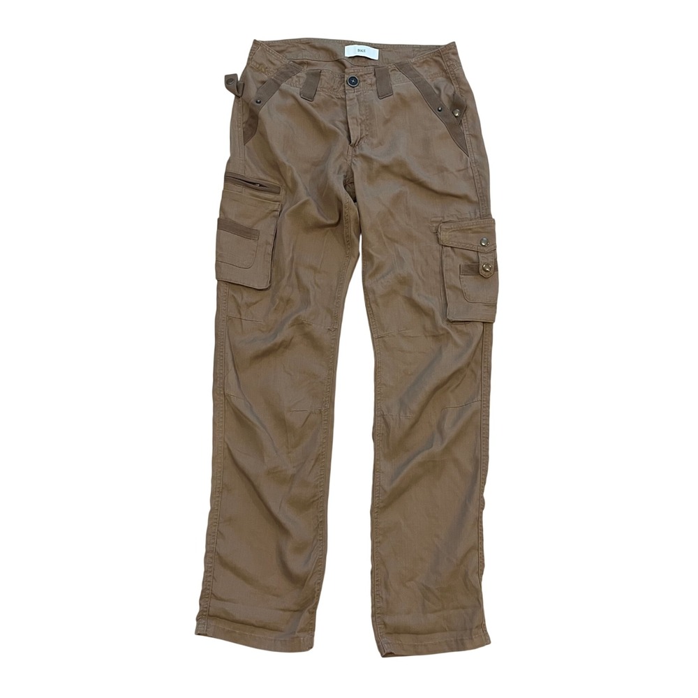 BKE Brown Lyocell Cargo Pants Utility Multi Pocket‎ Straight Leg Size 26